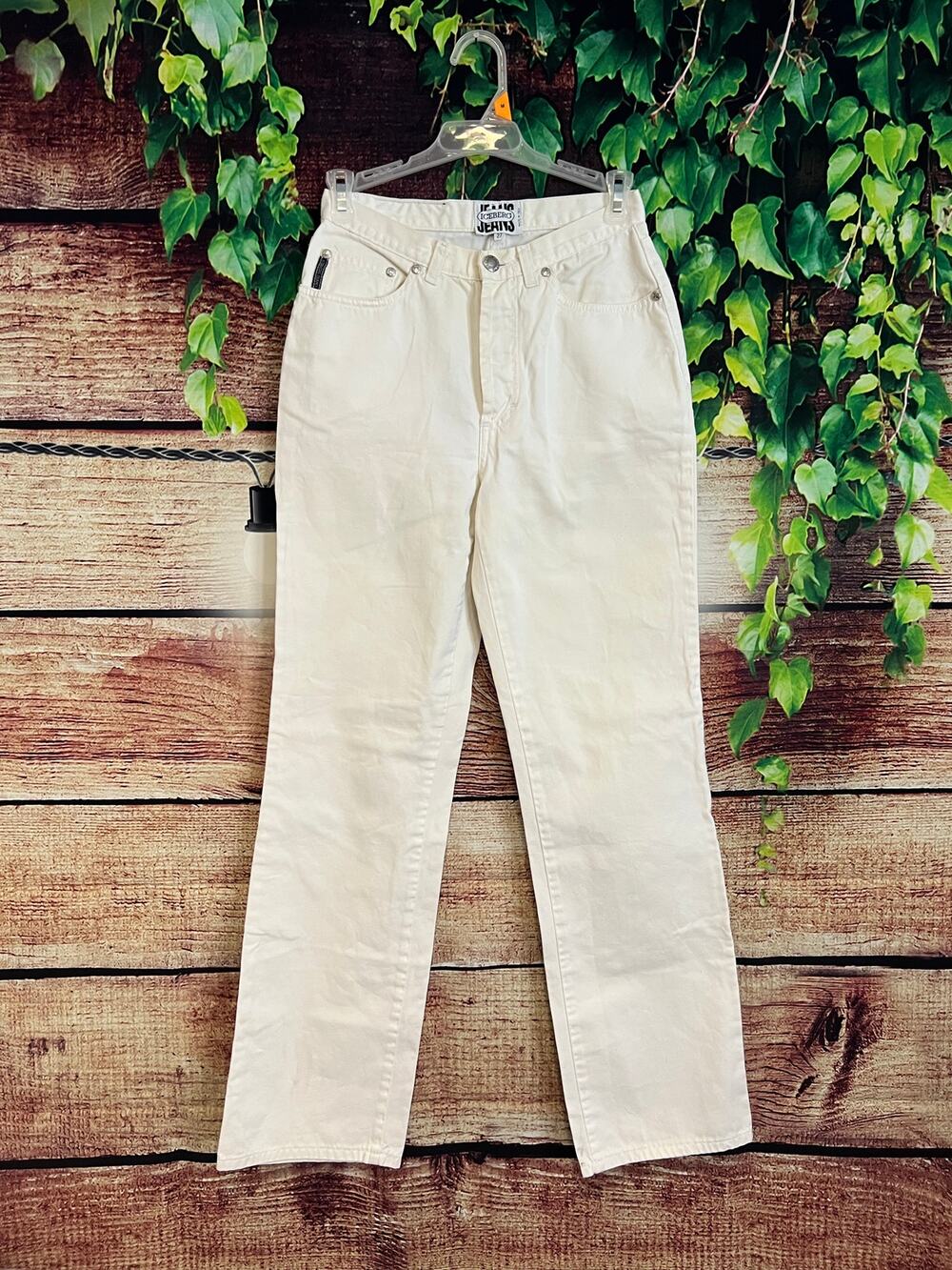 Iceberg Straight Leg Jeans White Y2K Women's Size 27 Fit 24 Flawed
